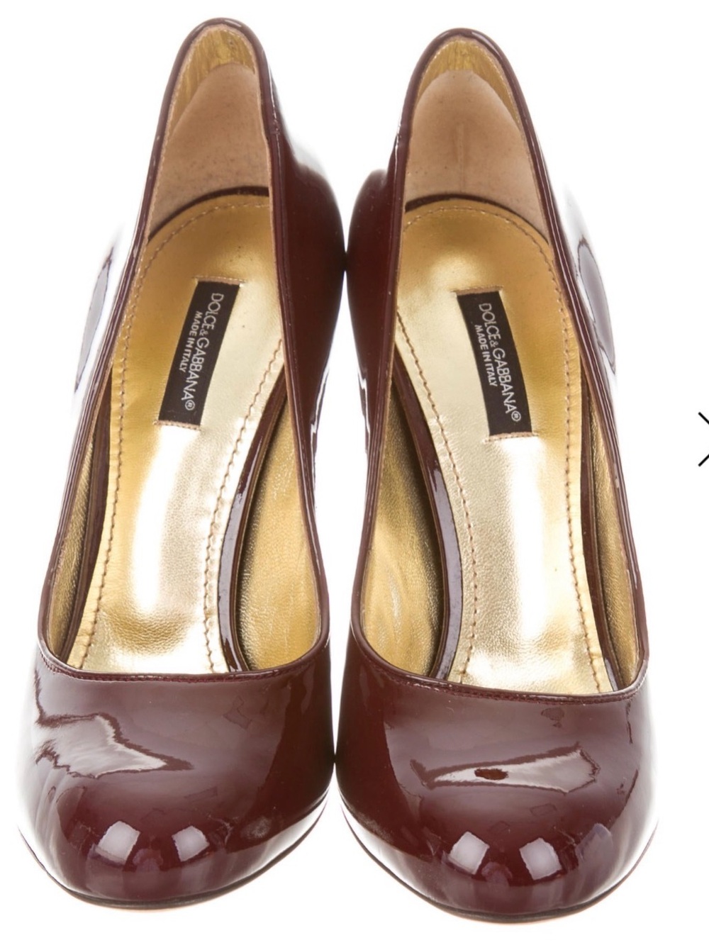 Dolce & Gabbana Burgundy Patent Leather Round-Toe Pumps